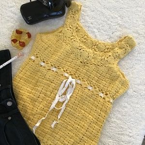 Karen Kane Crochet Knit Lace Tank Top